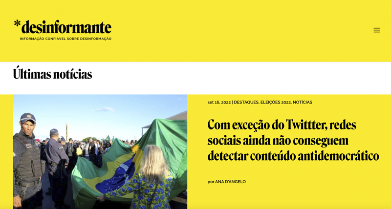 Print de matéria publicada no site *desinformante