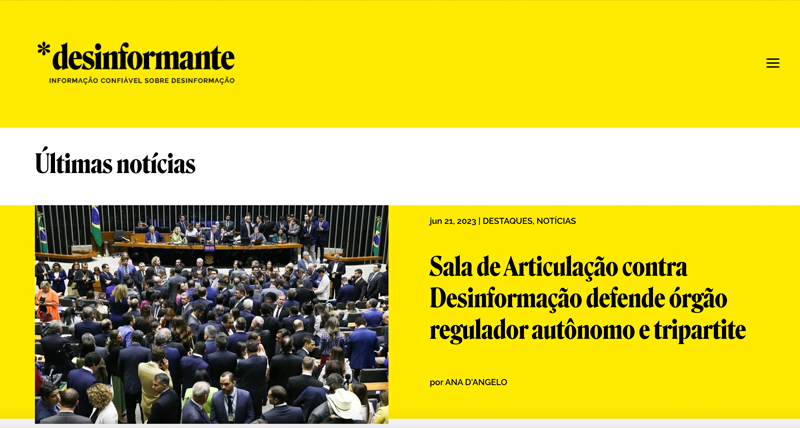 Print de matéria publicada no site *desinformante