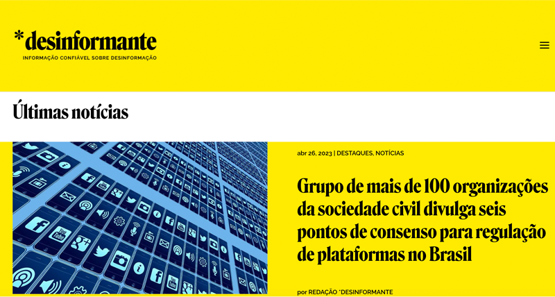 Print de matéria publicada no site *desinformante