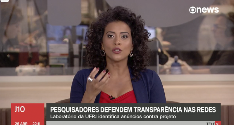 Frame da reportagem no Jornal das dez, da GloboNews