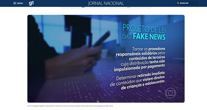 Frame da reportagem no Jornal Nacional